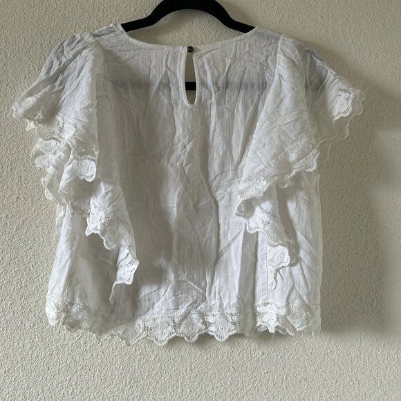 Xhilaration Women’s Floral Embroidered Top Sz Small White Flutter Sleeve Boho - Picture 5 of 8